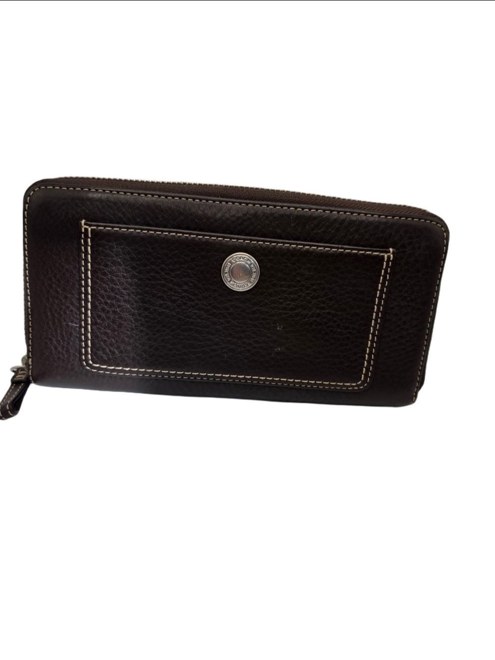 Coach Vintage Chelsea Dark Brown Pebbled Leather Zip Around Accordian Wallet